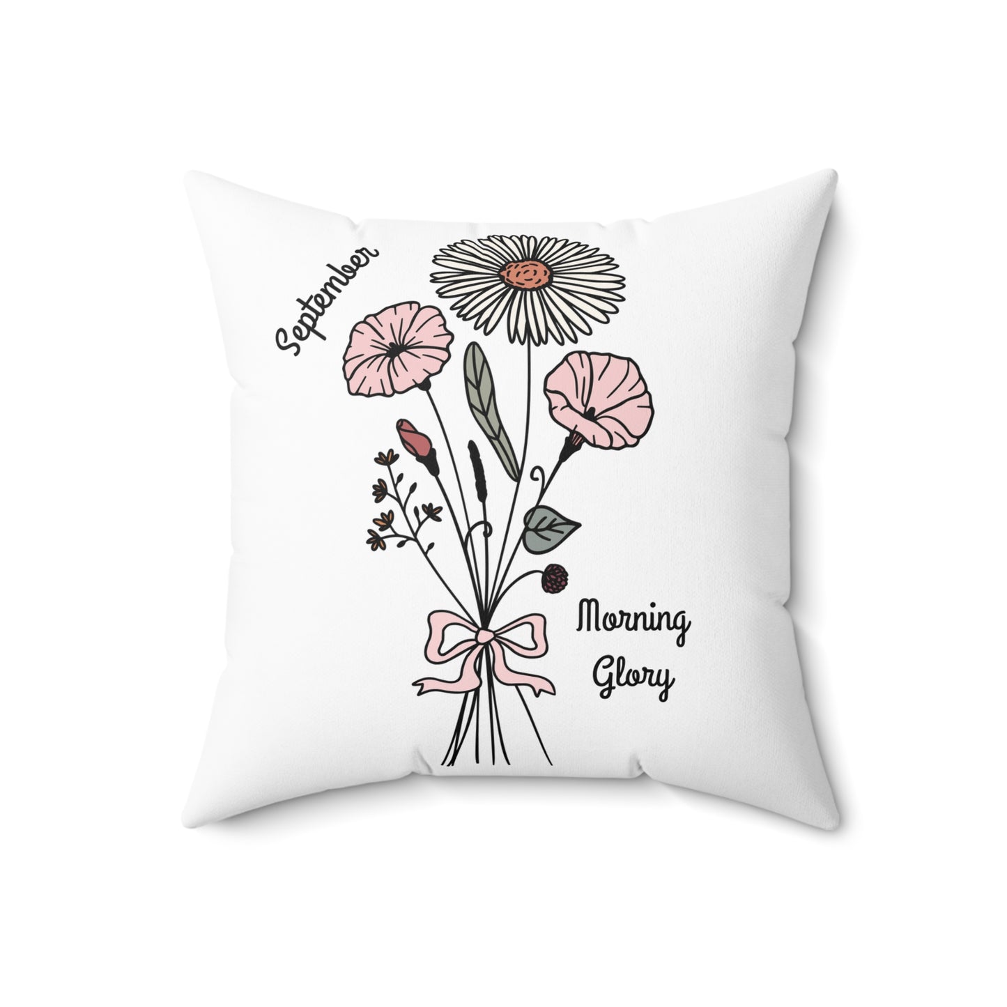 September Morning Glory Birth Flower - Custom Spun Polyester Square Pillow – Stylish Double-Sided Home Décor Accent for a Personalized Touch