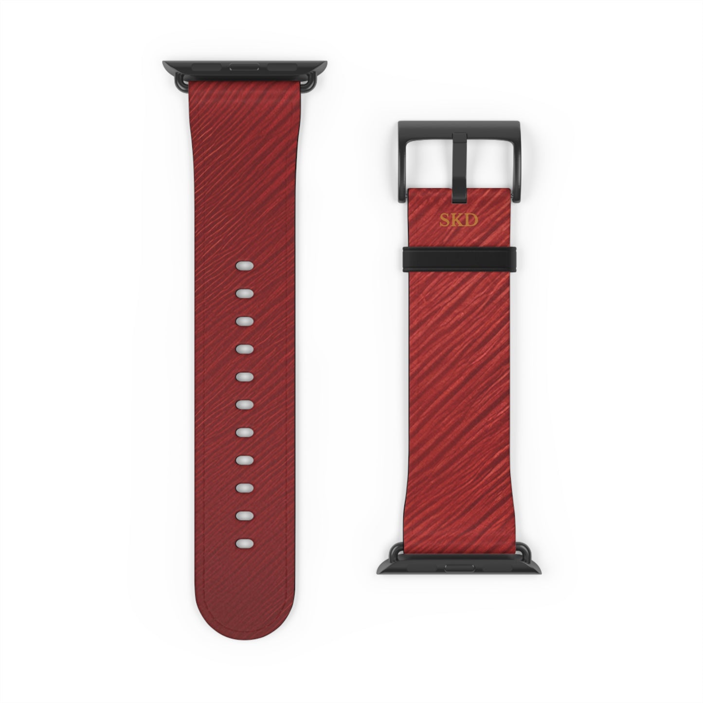 Crimson Reverie | RoHS, REACH & Intertek Certified Dark Red Luxe Apple Watch Strap | Designer Faux Leather, Stainless Steel, All Series Compatible