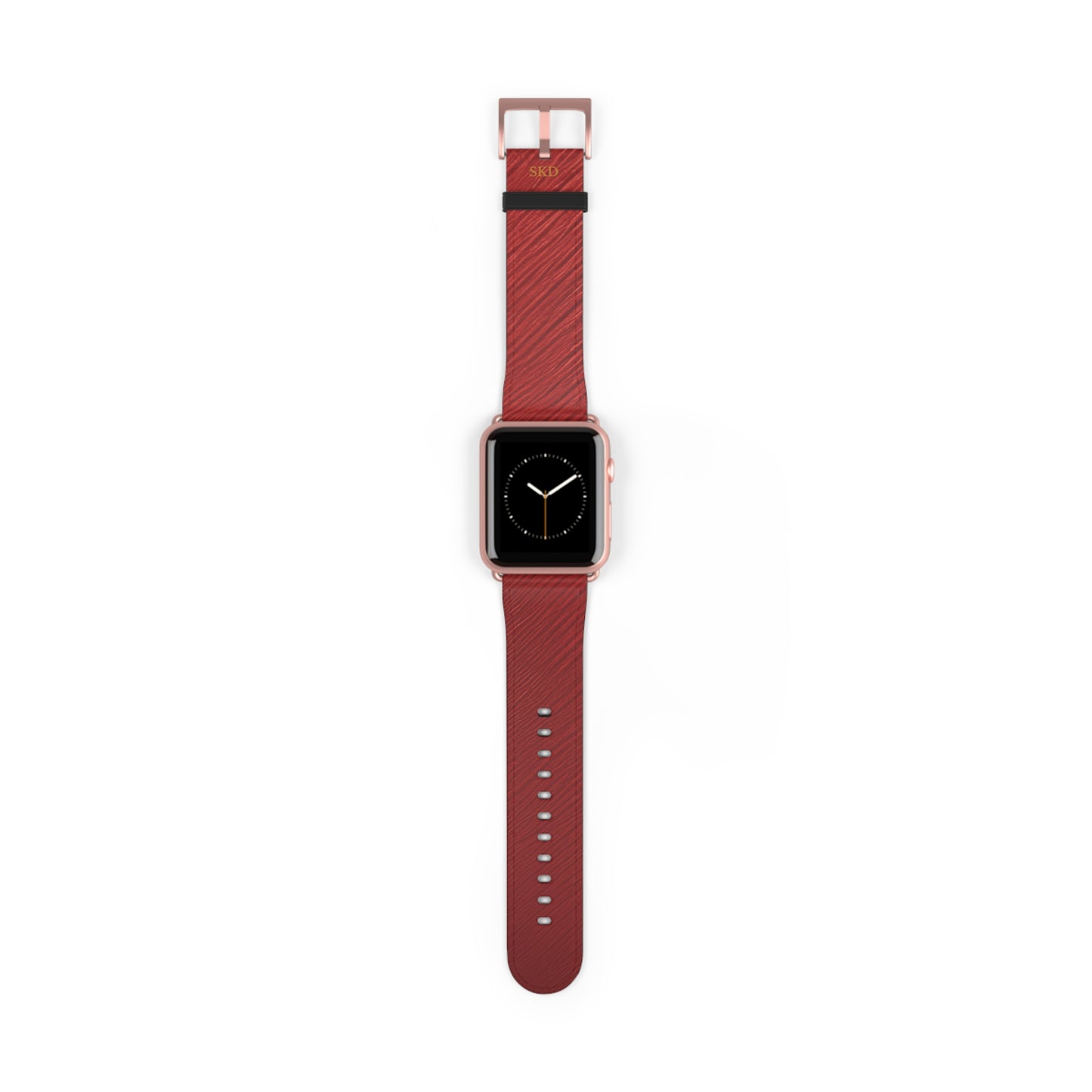 Crimson Reverie | RoHS, REACH & Intertek Certified Dark Red Luxe Apple Watch Strap | Designer Faux Leather, Stainless Steel, All Series Compatible
