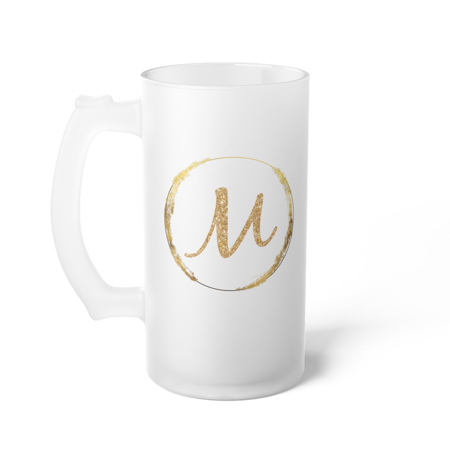 Letter M - Personalized 16oz Frosted Glass Mug – Stylish, Microwave & Dishwasher Safe Drinkware