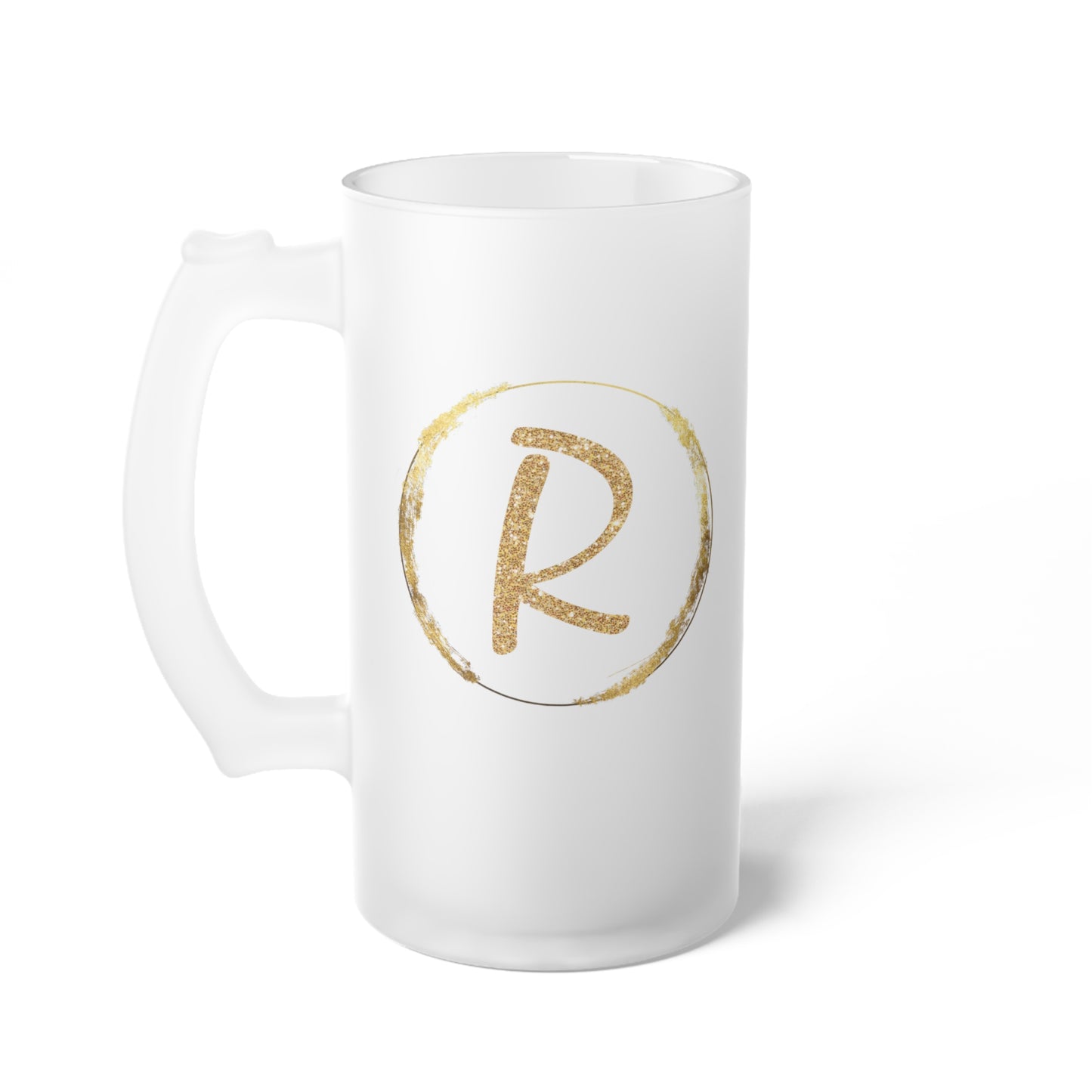 Letter R - Personalized 16oz Frosted Glass Mug – Stylish, Microwave & Dishwasher Safe Drinkware