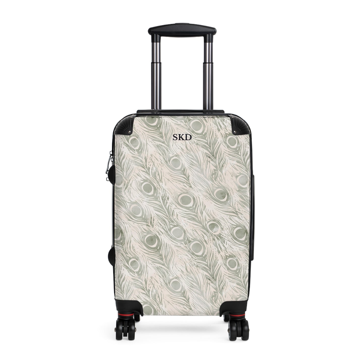 Vault Exclusive: Snowy Plume | White Feather Peacock Patterned Suitcase with Built-In Lock and Durable Protection | Pristine Beauty for Stylish Travel, Lightweight Carry-On, Vacation Essential