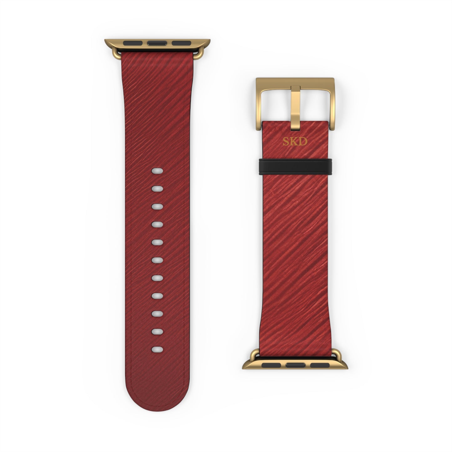 Crimson Reverie | RoHS, REACH & Intertek Certified Dark Red Luxe Apple Watch Strap | Designer Faux Leather, Stainless Steel, All Series Compatible