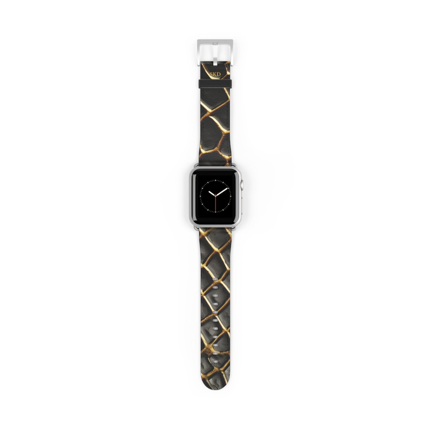LIMITED EDITION: Obsidian Venom | Striking Black & Gold Faux Snake Leather Apple Watch Strap, RoHS, REACH, and Intertek Certified |  Stainless Steel, All Series Compatible