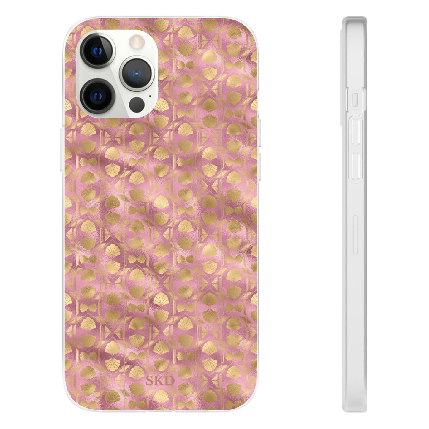 Collector's Vault: Blush Horizon | Soft, Pastel Pink & Gold iPhone Case | Shock-Absorbing TPU Protective Cover, Slim & Wireless Charging Compatible, All iPhone Sizes