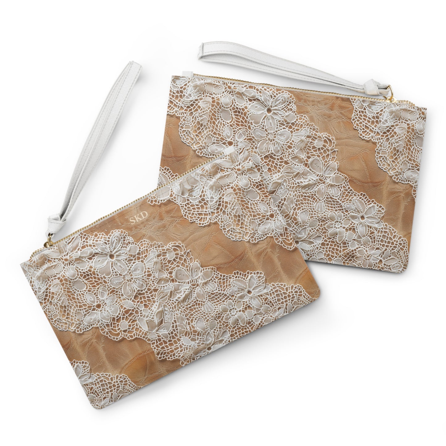 Demure Elegance | Soft Lace & Beige Smooth Faux Leather Clutch Bag | Understated Luxury for Graceful Women