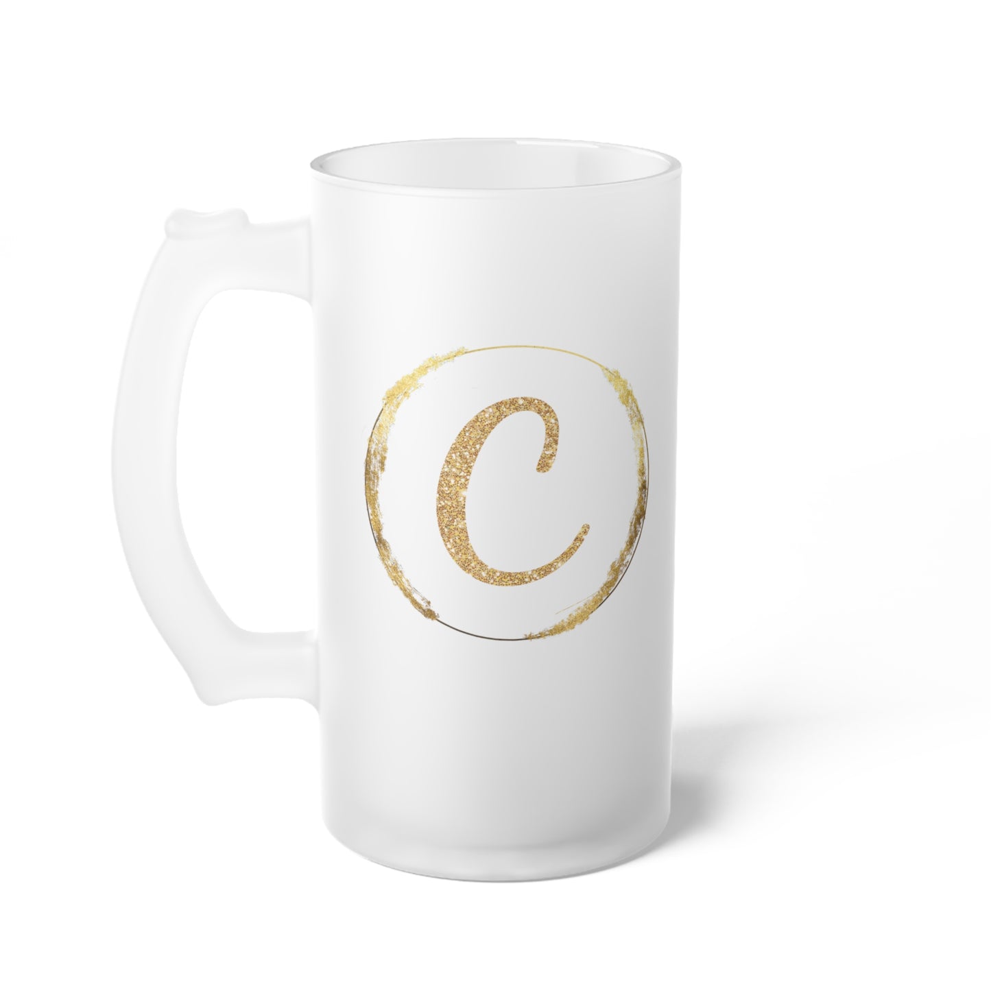 Letter C - Personalized 16oz Frosted Glass Mug – Stylish, Microwave & Dishwasher Safe Drinkware