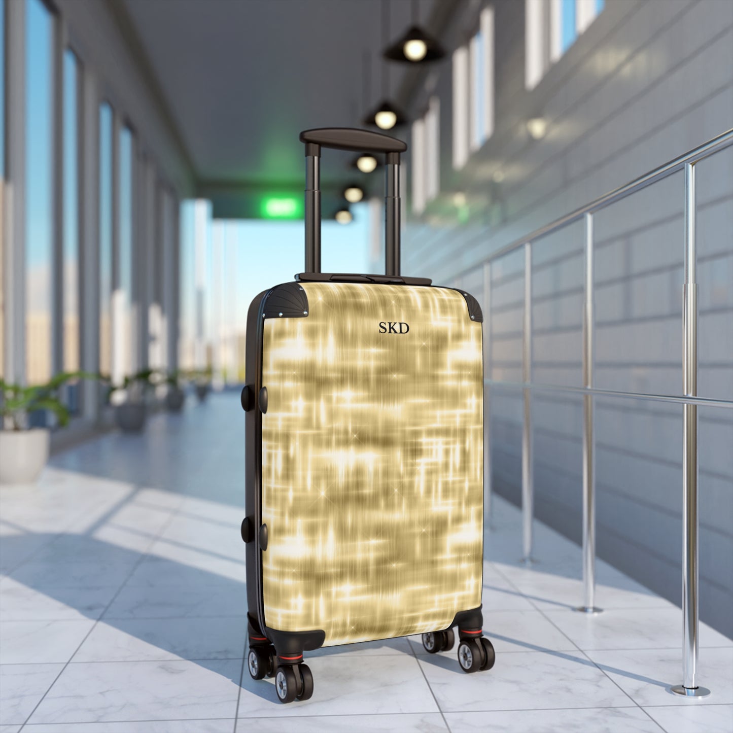 Aurum Gala | Glitter & Gold Suitcase with Built-In Lock and Durable Protection | Radiant Showpiece for Stylish Travel, Lightweight Carry-On, Vacation Essential