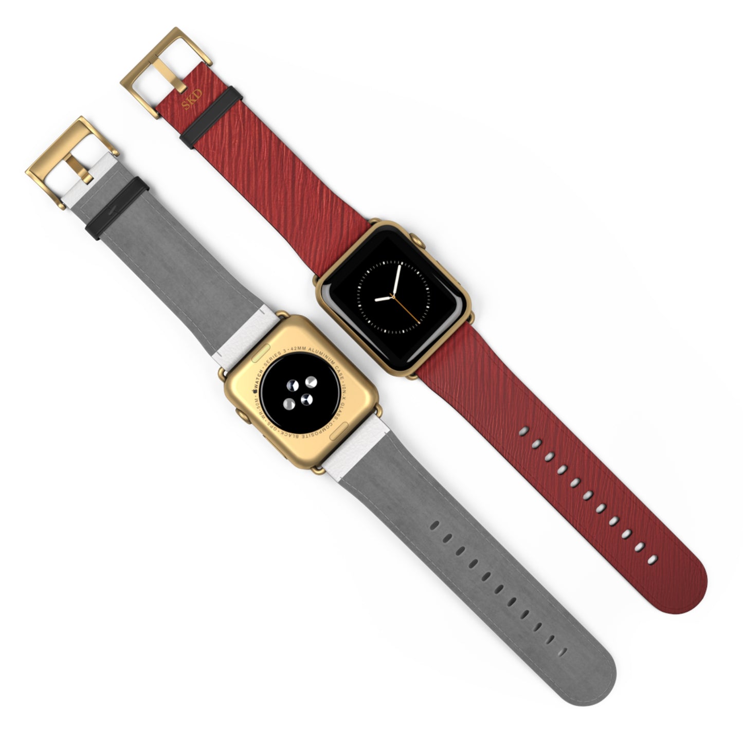 Crimson Reverie | RoHS, REACH & Intertek Certified Dark Red Luxe Apple Watch Strap | Designer Faux Leather, Stainless Steel, All Series Compatible