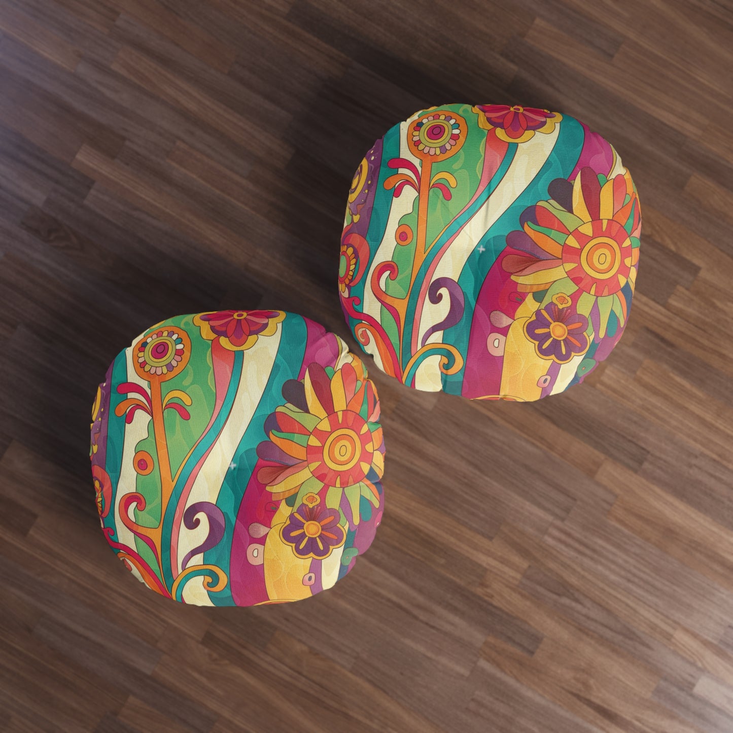 1970s-Inspired Round Tufted Floor Pillow | Vintage Glamour Meets Modern Comfort