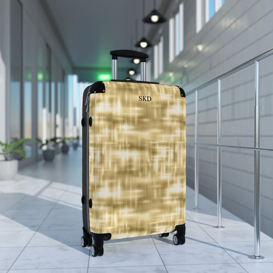Aurum Gala | Glitter & Gold Suitcase with Built-In Lock and Durable Protection | Radiant Showpiece for Stylish Travel, Lightweight Carry-On, Vacation Essential