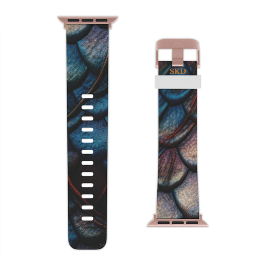 LIMITED EDITION: Enchanting Mystique | Digital Couture Multi-Color Dragon Scale Apple Watch Band (Blue Version) | Adjustable Strap, Sweat-Resistant & Compatible with All Series
