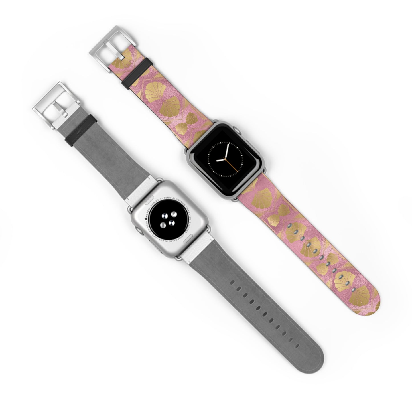 Collector's Vault: Blush Horizon | Soft Pastel Pink & Gold Apple Watch Strap, RoHS, REACH & Intertek Certified | Stainless Steel, All Series Compatible