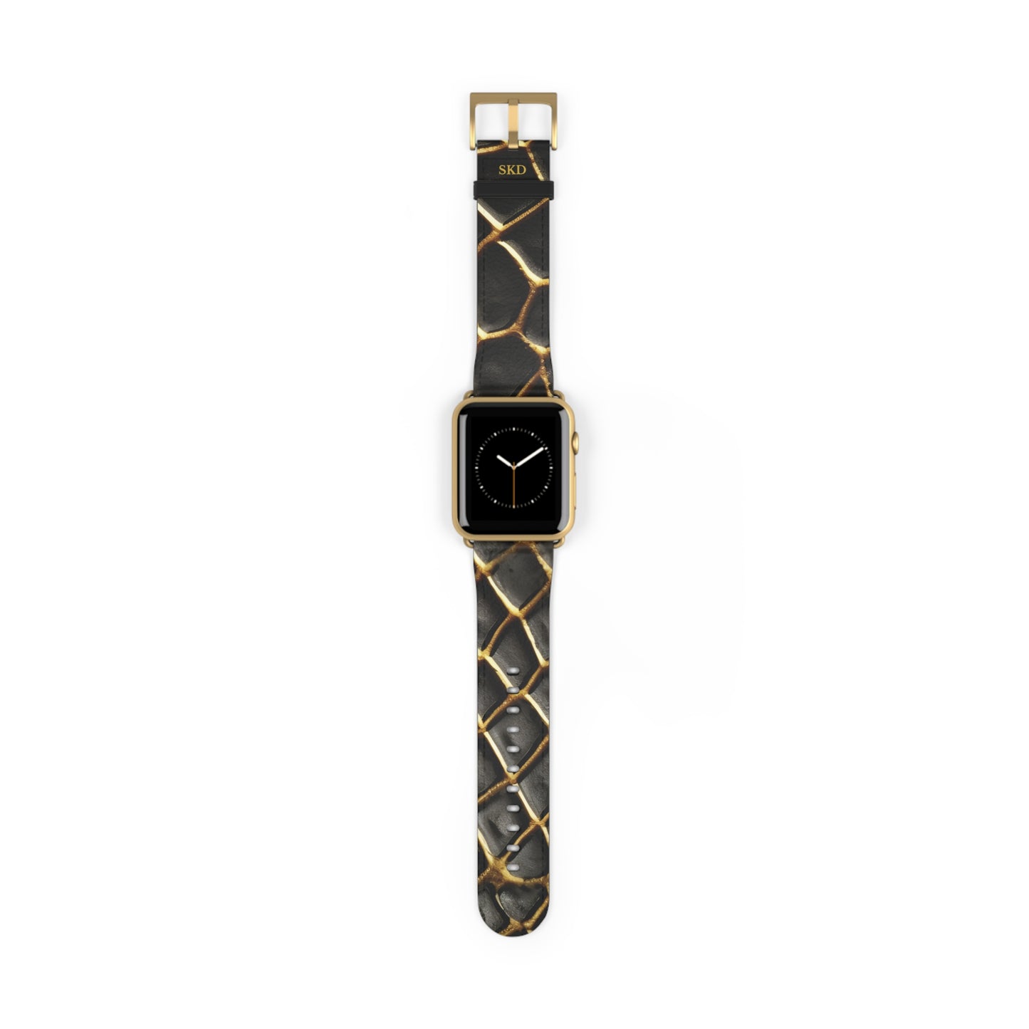 LIMITED EDITION: Obsidian Venom | Striking Black & Gold Faux Snake Leather Apple Watch Strap, RoHS, REACH, and Intertek Certified |  Stainless Steel, All Series Compatible