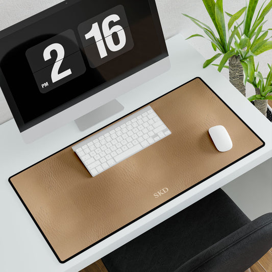 Tawny Reserve | Smooth Tan Faux Leather Computer Desk Mat | Where Timeless Style Meets Everyday Utility