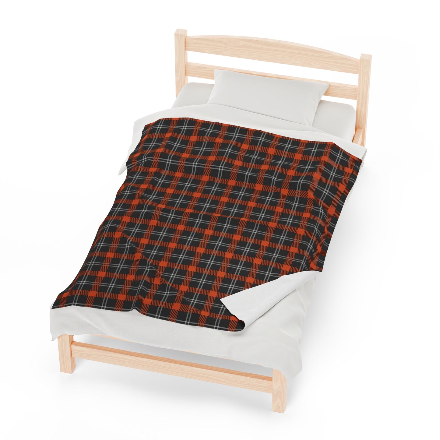Custom Orange Black Plush Velveteen Plaid Blanket – Cozy, Soft, and Perfect for Personalized Gifts | 50x60 - Signature Keepsake Designs
