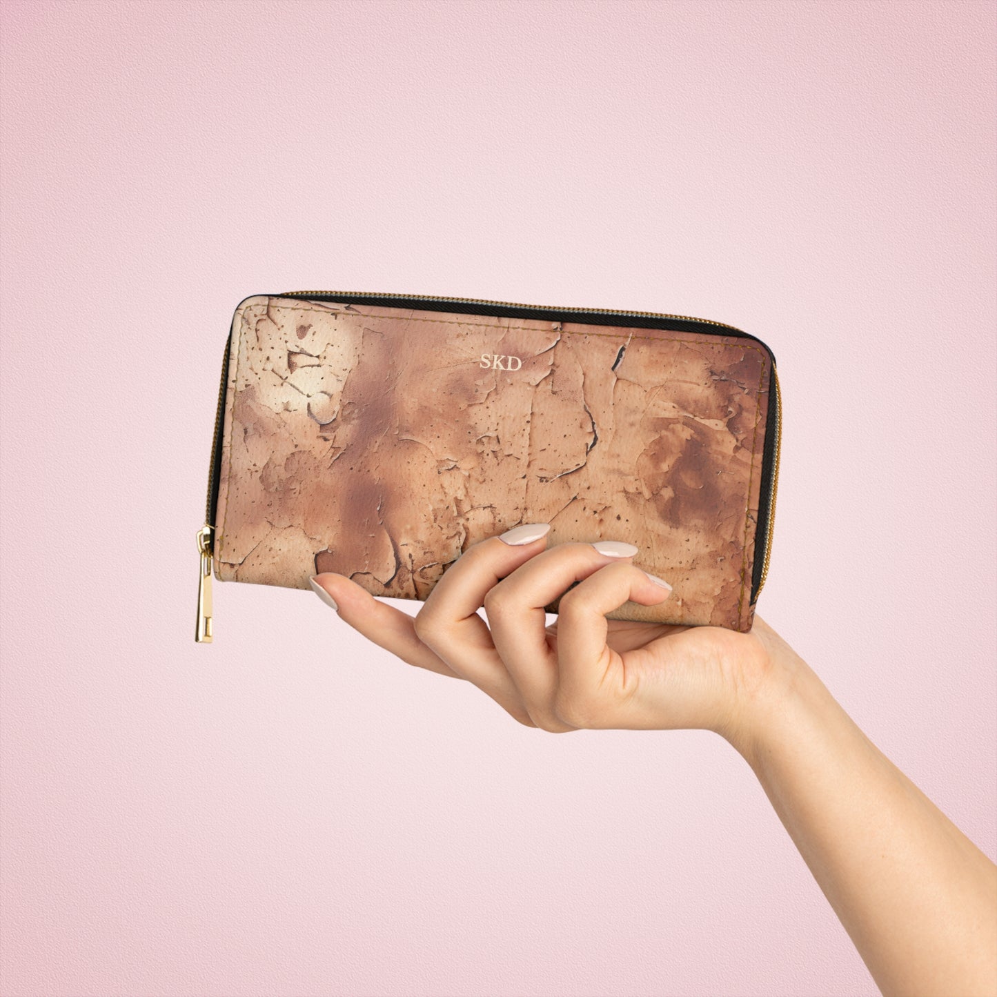 Heritage Luxe | Cognac Brown Faux Leather Zipper Wallet | Classic Sophistication with a Timeless Touch