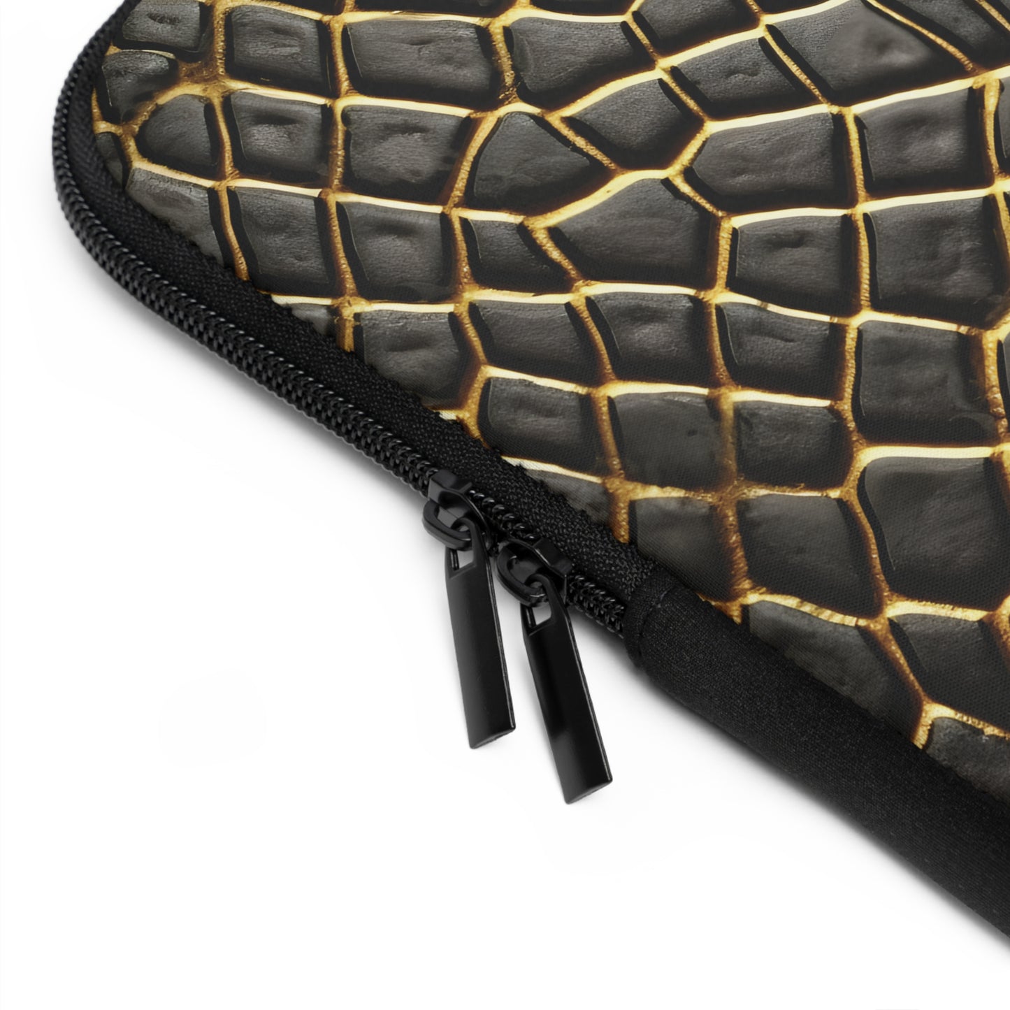 LIMITED EDITION: Obsidian Venom | Striking Black & Gold Faux Snake Laptop Sleeve | Sleek, Sophisticated, and Protective