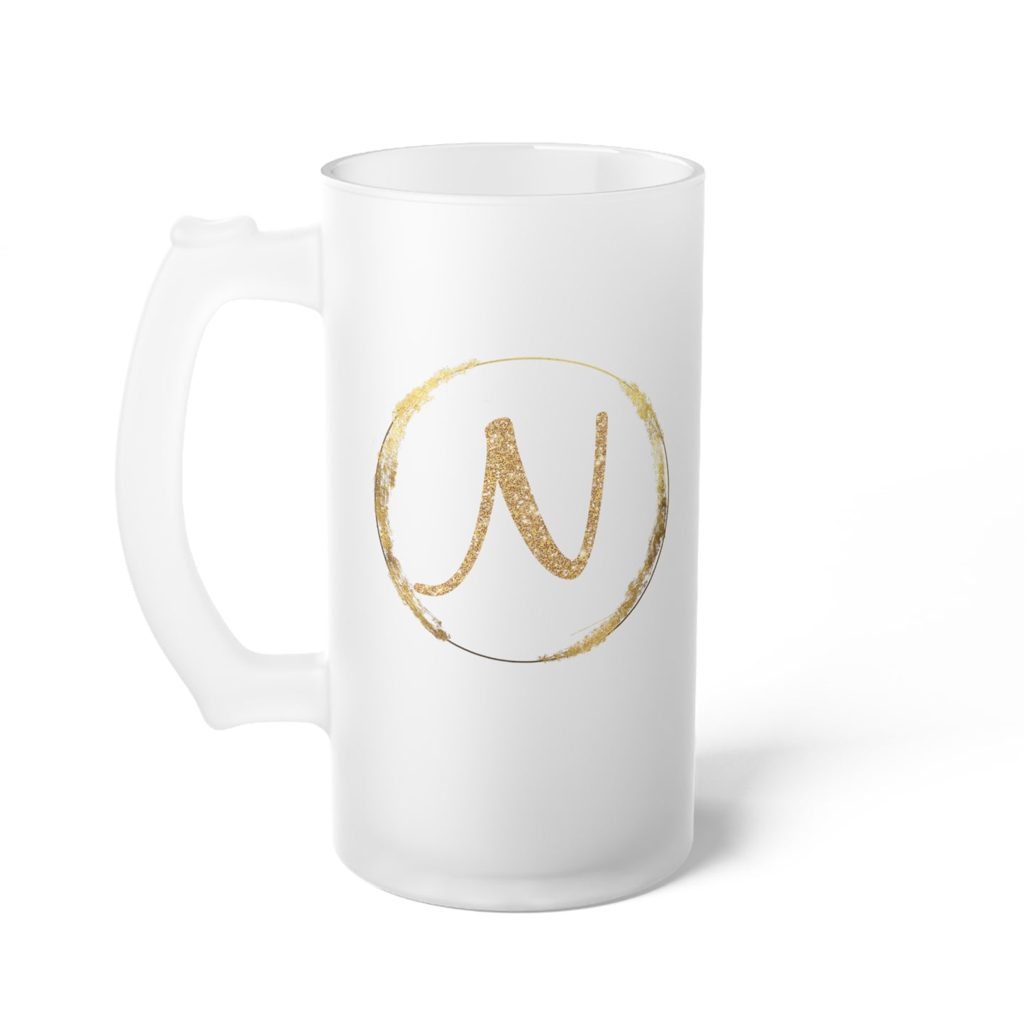 Letter N - Personalized 16oz Frosted Glass Mug – Stylish, Microwave & Dishwasher Safe Drinkware