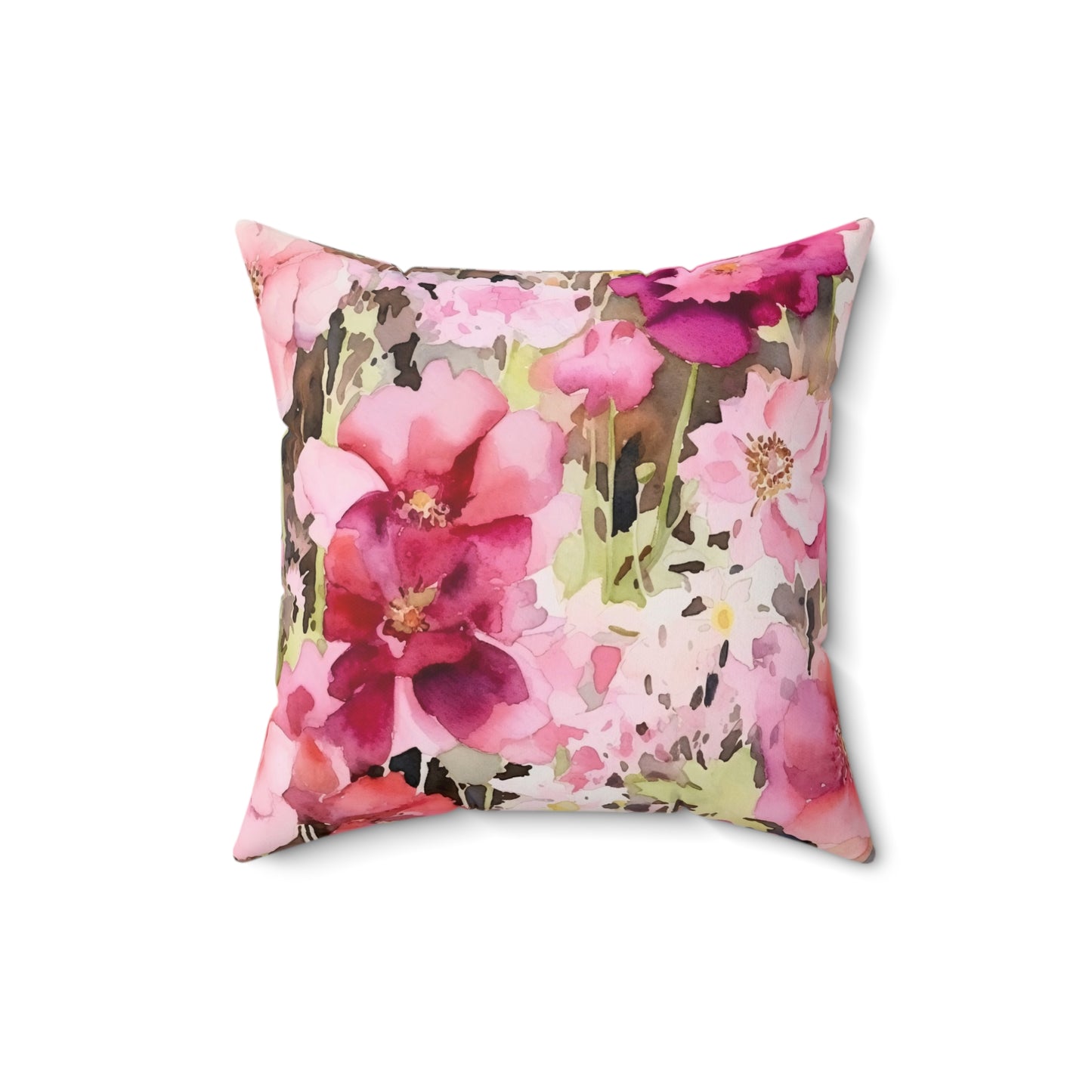 Berry Flowers Custom Spun Polyester Square Pillow – Stylish Double-Sided Home Décor Accent for a Personalized Touch