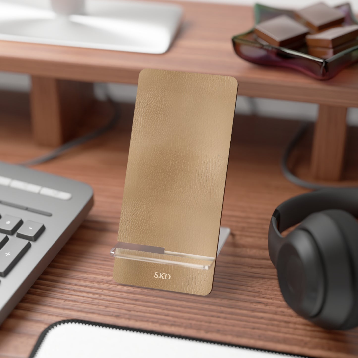 Tawny Reserve | Tan Faux Leather Smartphone Display Stand | Elegant Organization for the Modern Desk