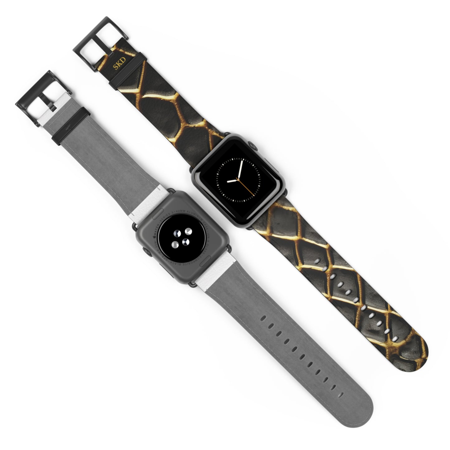 LIMITED EDITION: Obsidian Venom | Striking Black & Gold Faux Snake Leather Apple Watch Strap, RoHS, REACH, and Intertek Certified |  Stainless Steel, All Series Compatible