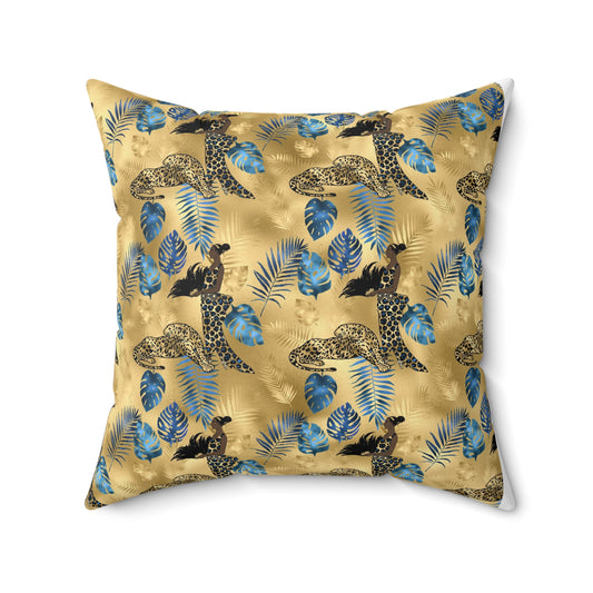 Gold Leopard Custom Spun Polyester Square Pillow – Stylish Double-Sided Home Décor Accent for a Personalized Touch