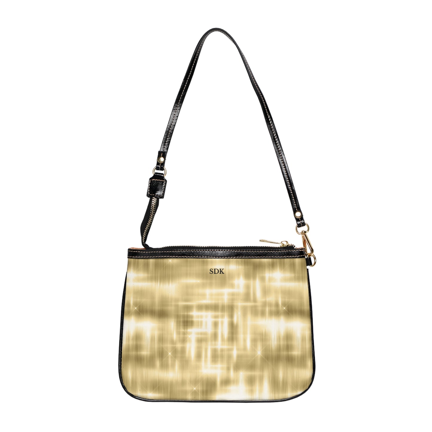 Vault Exclusive: Aurum Gala | Glitter & Gold Smooth Small Shoulder Bag | Radiant Showpiece for Grand Occasions