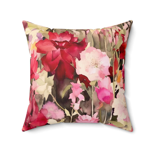 Berry Blooms | Luxurious Floral Tufted Pillow | Elegant Statement Accent for Artistic Interiors