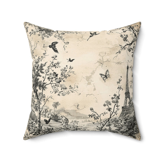 Eiffel Tower Custom Spun Polyester Square Pillow – Stylish Double-Sided Home Décor Accent for a Personalized Touch