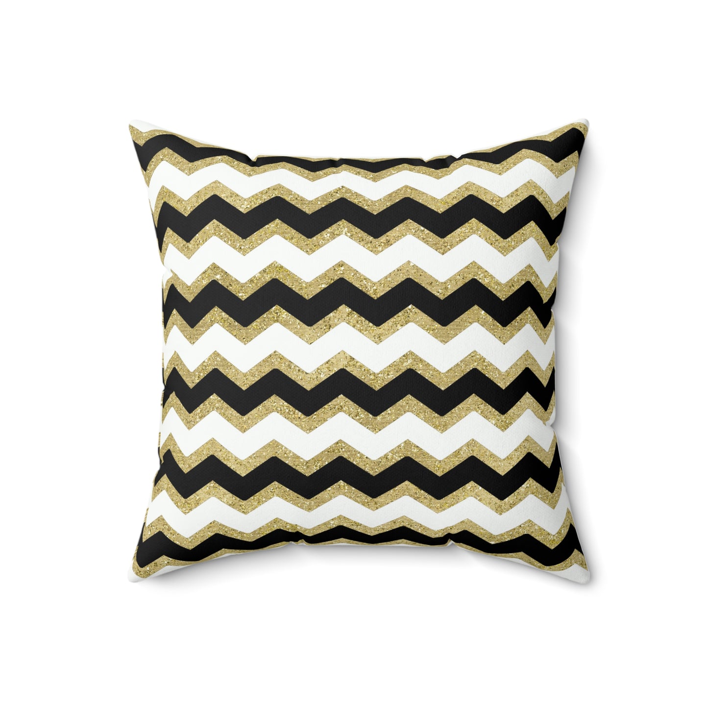 Gold Black Zigzag Custom Spun Polyester Square Pillow – Stylish Double-Sided Home Décor Accent for a Personalized Touch