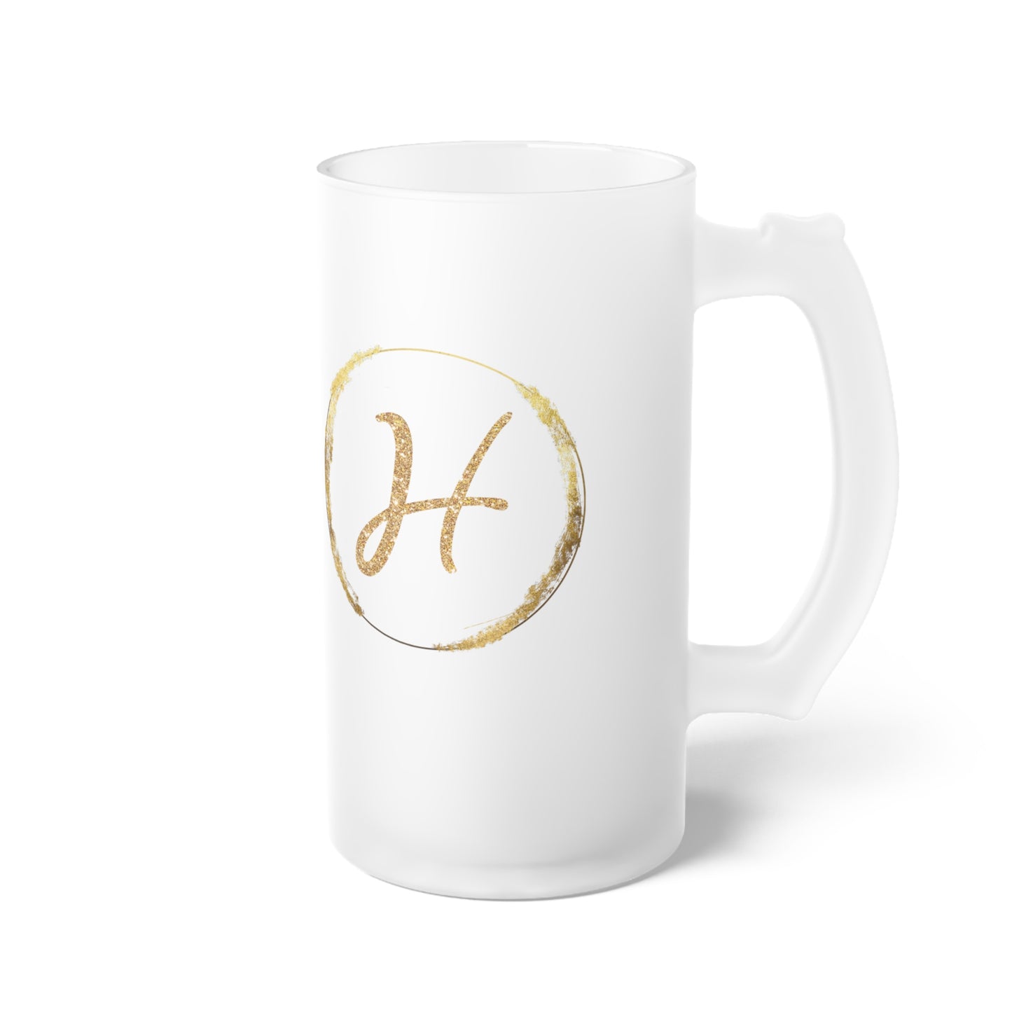 Letter H - Personalized 16oz Frosted Glass Mug – Stylish, Microwave & Dishwasher Safe Drinkware