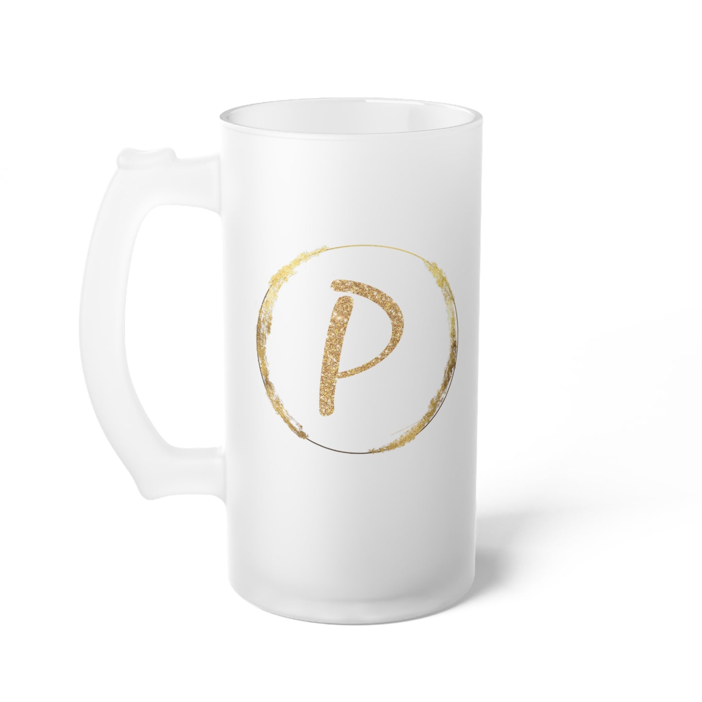 Letter P - Personalized 16oz Frosted Glass Mug – Stylish, Microwave & Dishwasher Safe Drinkware