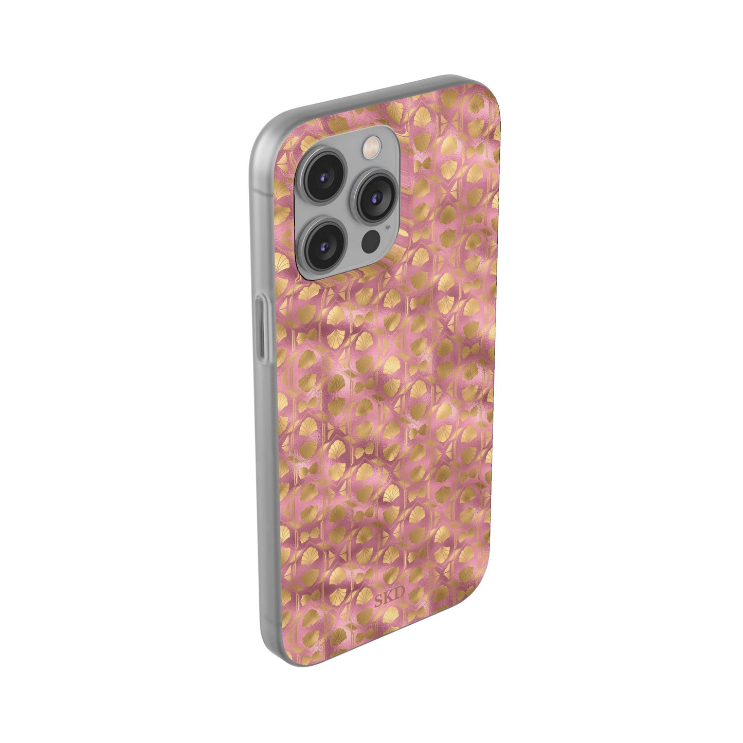 Collector's Vault: Blush Horizon | Soft, Pastel Pink & Gold iPhone Case | Shock-Absorbing TPU Protective Cover, Slim & Wireless Charging Compatible, All iPhone Sizes