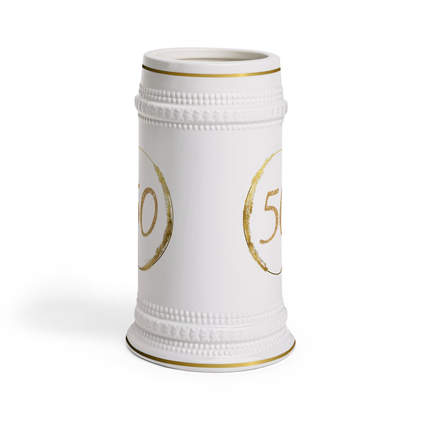50TH Anniversary - Personalized Beer Stein Mug – Custom Initial Ceramic Stein with Gold Accents | Perfect Gift for Beer Lovers