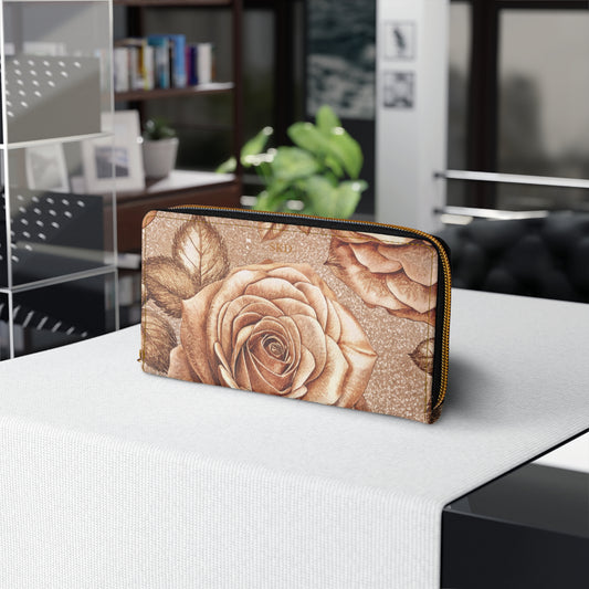 Vault Exclusive: Sepine Elegance | Sweet Rose Zipper Wallet | Luxury for Nature-Inspired Glam