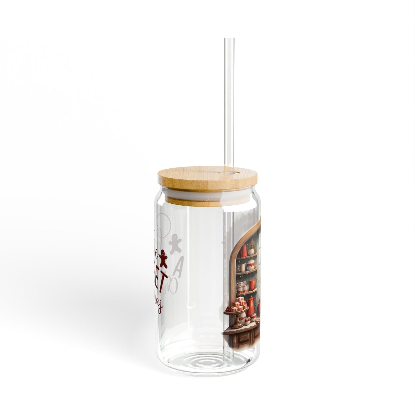'Have A Sweet Christmas' | 16oz Custom Sipper Glass with Bamboo Lid & Straw – Perfect for Sweet Treats and Family Parties