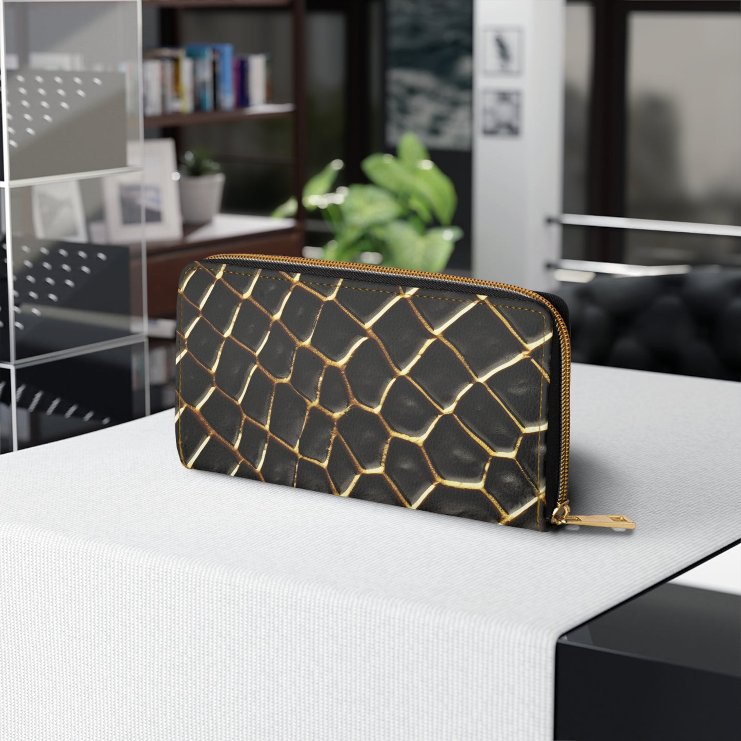LIMITED EDITION: Obsidian Venom | Glossy Black & Gold Snake Pattern Zipper Wallet | Bold Statement of Luxe Confidence