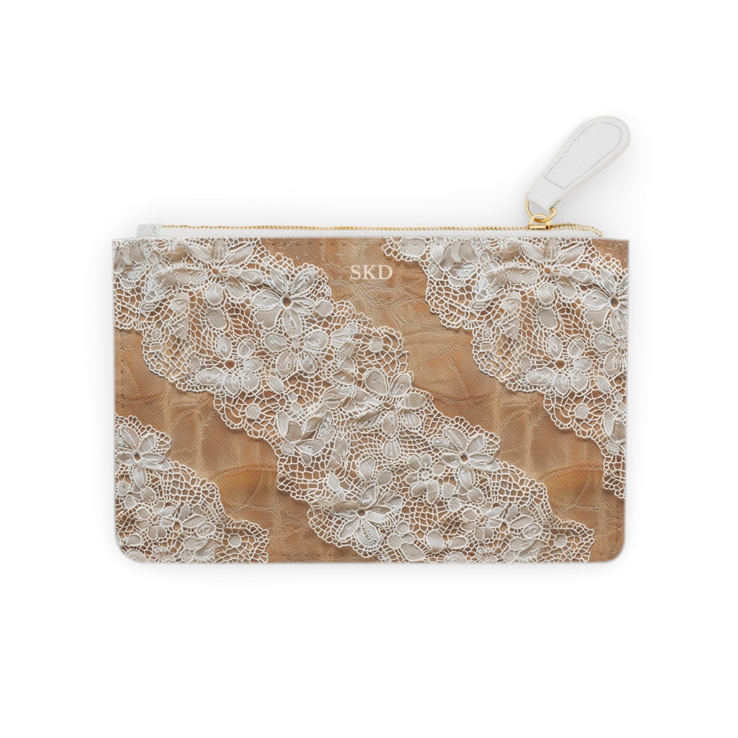 Demure Elegance | Soft Lace & Beige Smooth Faux Leather Mini Clutch Bag | Understated Luxury for Graceful Women
