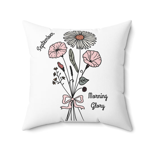 September Morning Glory Birth Flower - Custom Spun Polyester Square Pillow – Stylish Double-Sided Home Décor Accent for a Personalized Touch