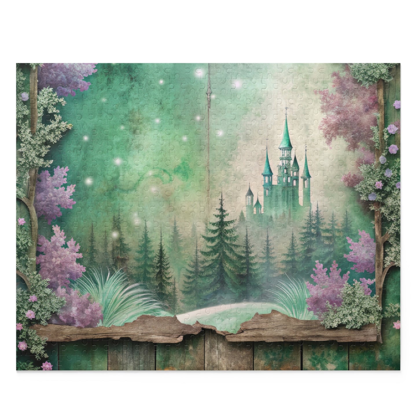 Enchanting Fairy Forest Puzzle – Custom Purple & Green Design for a Magical Family Activity | 3 Sizes for Family Fun & Relaxation