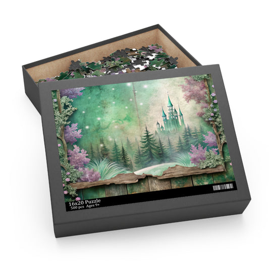 Enchanting Fairy Forest Puzzle – Custom Purple & Green Design for a Magical Family Activity | 3 Sizes for Family Fun & Relaxation