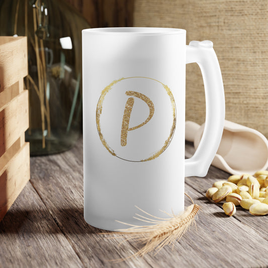Letter P - Personalized 16oz Frosted Glass Mug – Stylish, Microwave & Dishwasher Safe Drinkware