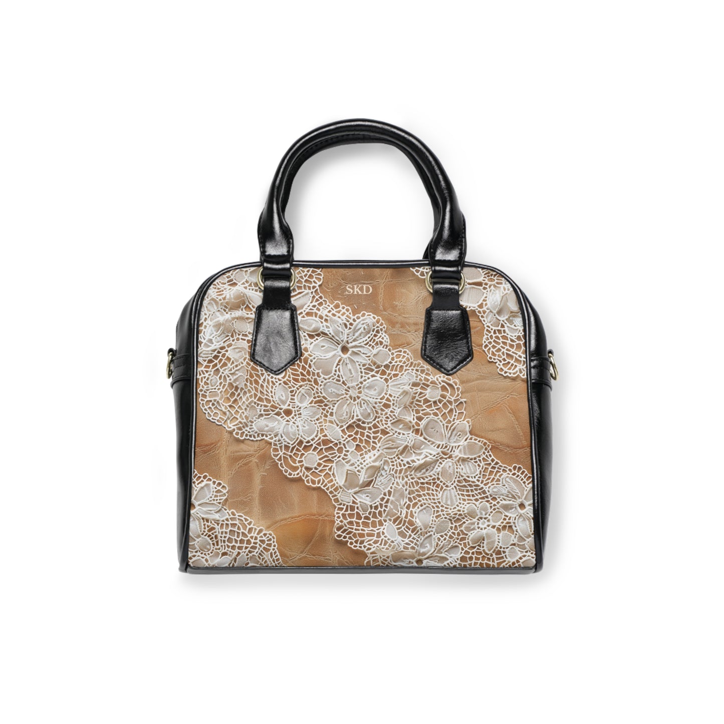 Core Collection: Demure Elegance | Soft Lace & Beige Smooth Faux Leather Handbag | Understated Luxury for Graceful Women