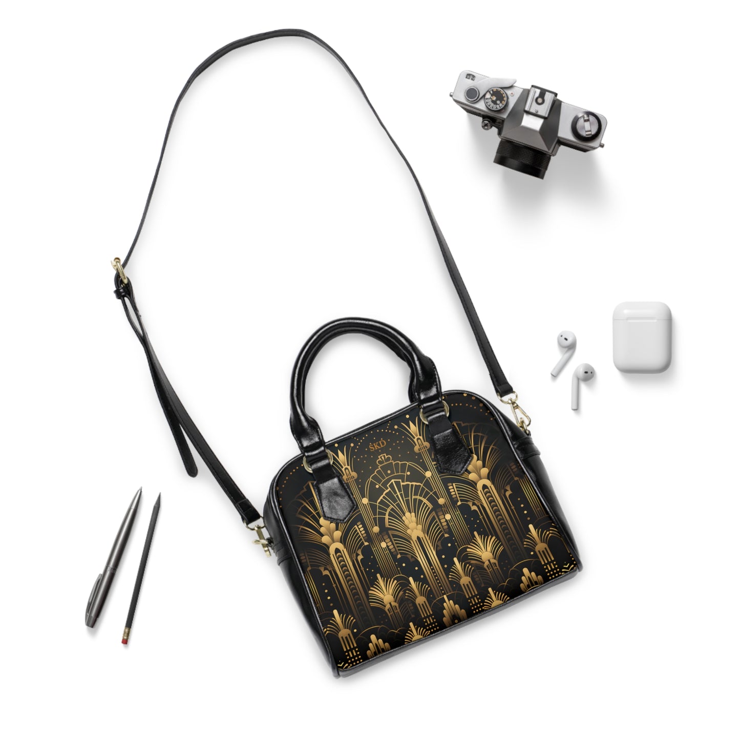 LIMITED EDITION: Gatsby Opulence | Black & Gold Art Deco Shoulder Bag | Jazz Age Glamour for Modern Sophistication