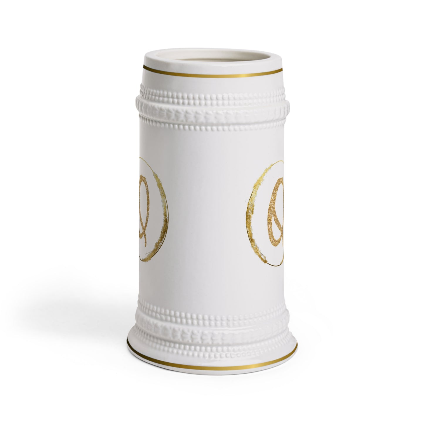 Letter Q - Personalized Beer Stein Mug – Custom Initial Ceramic Stein with Gold Accents | Perfect Gift for Beer Lovers