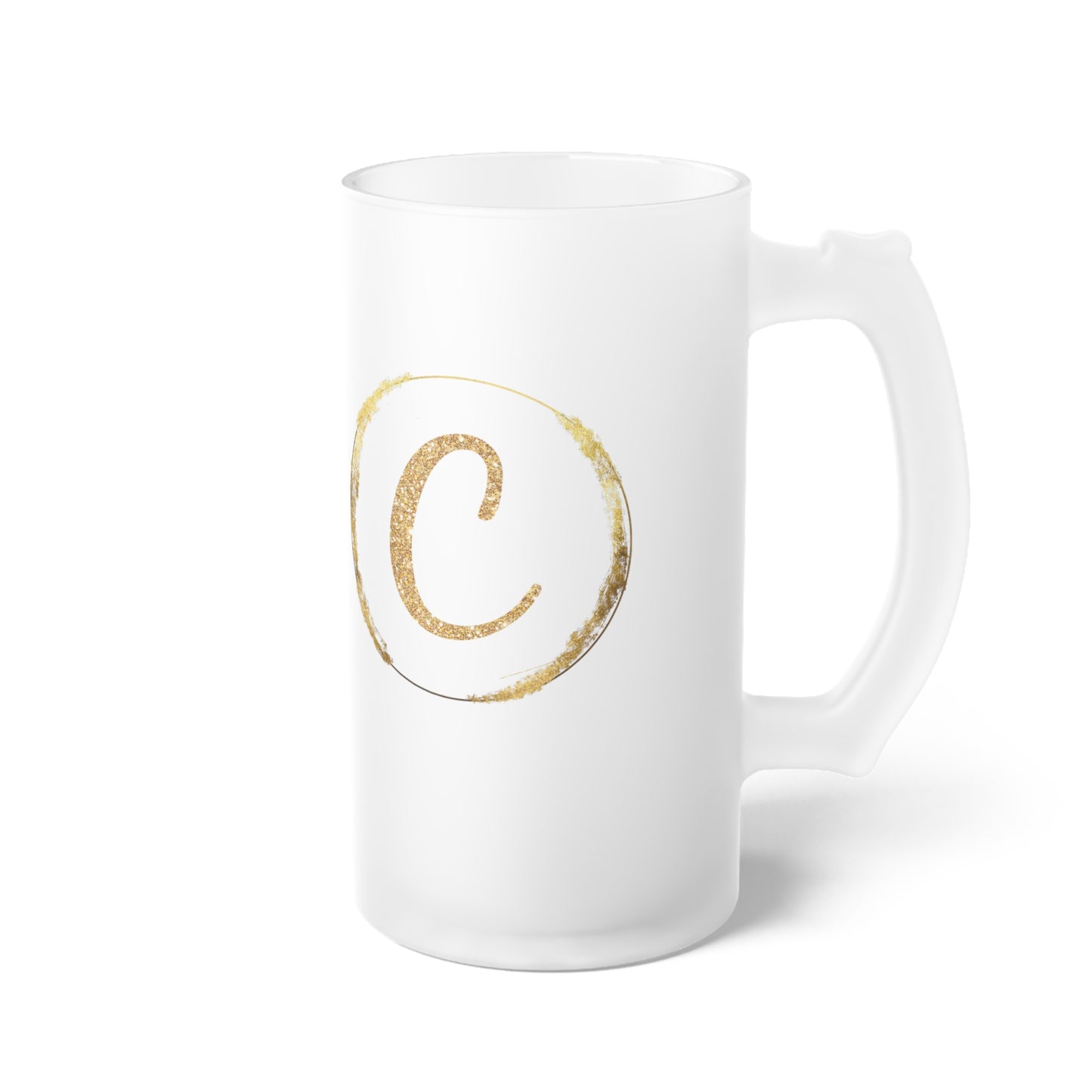 Letter C - Personalized 16oz Frosted Glass Mug – Stylish, Microwave & Dishwasher Safe Drinkware