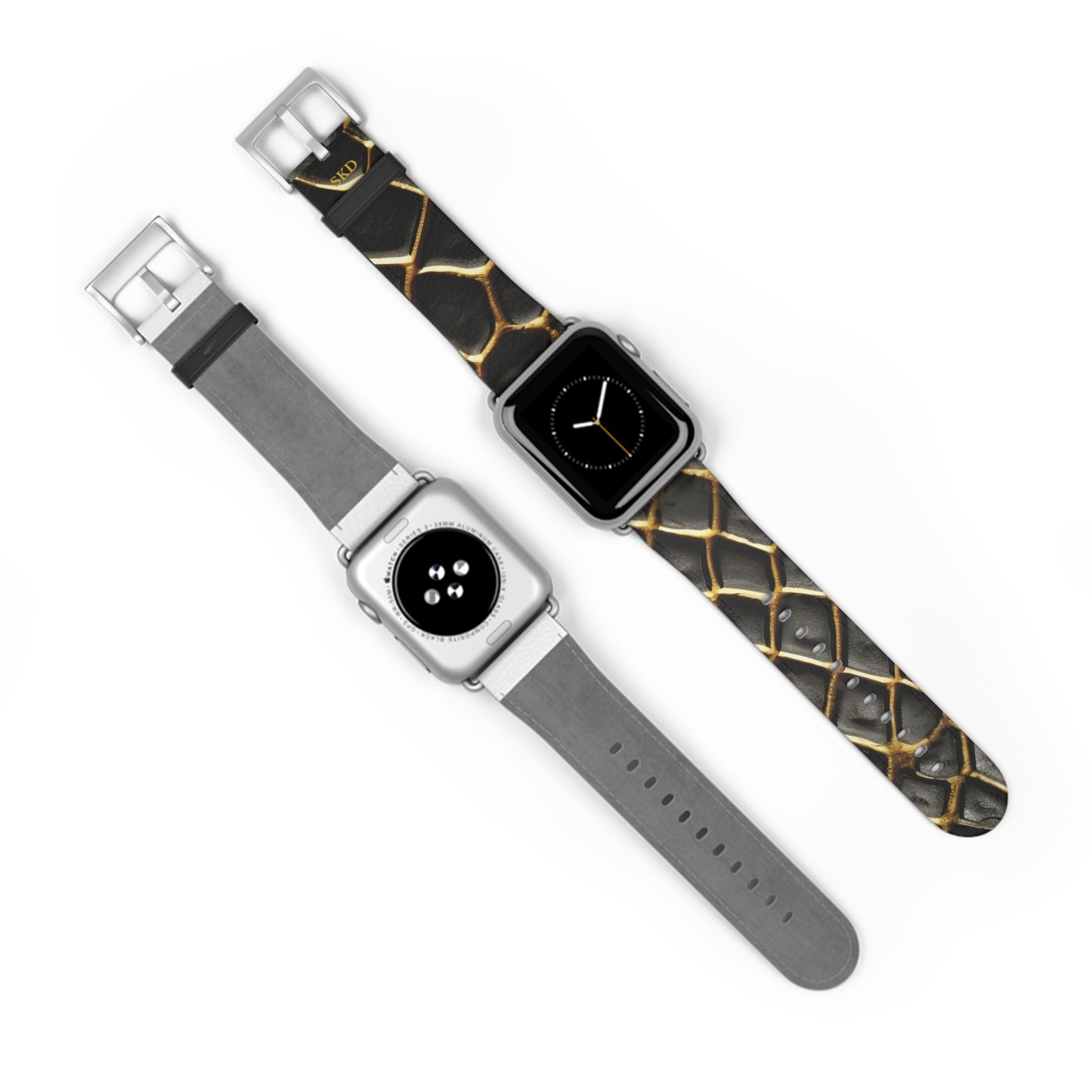 LIMITED EDITION: Obsidian Venom | Striking Black & Gold Faux Snake Leather Apple Watch Strap, RoHS, REACH, and Intertek Certified | Stainless Steel, All Series Compatible