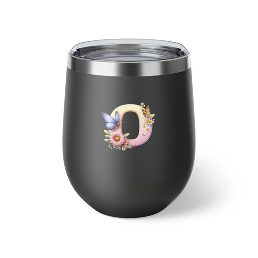 Letter O - Personalized Whimsical Butterfly Copper Vacuum Insulated Cup, 12 oz – Perfect for Weddings