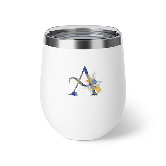 Letter A - Personalized "Under The Sea" Copper Vacuum Insulated Cup, 12 oz – Perfect for Weddings (High Color Saturation)